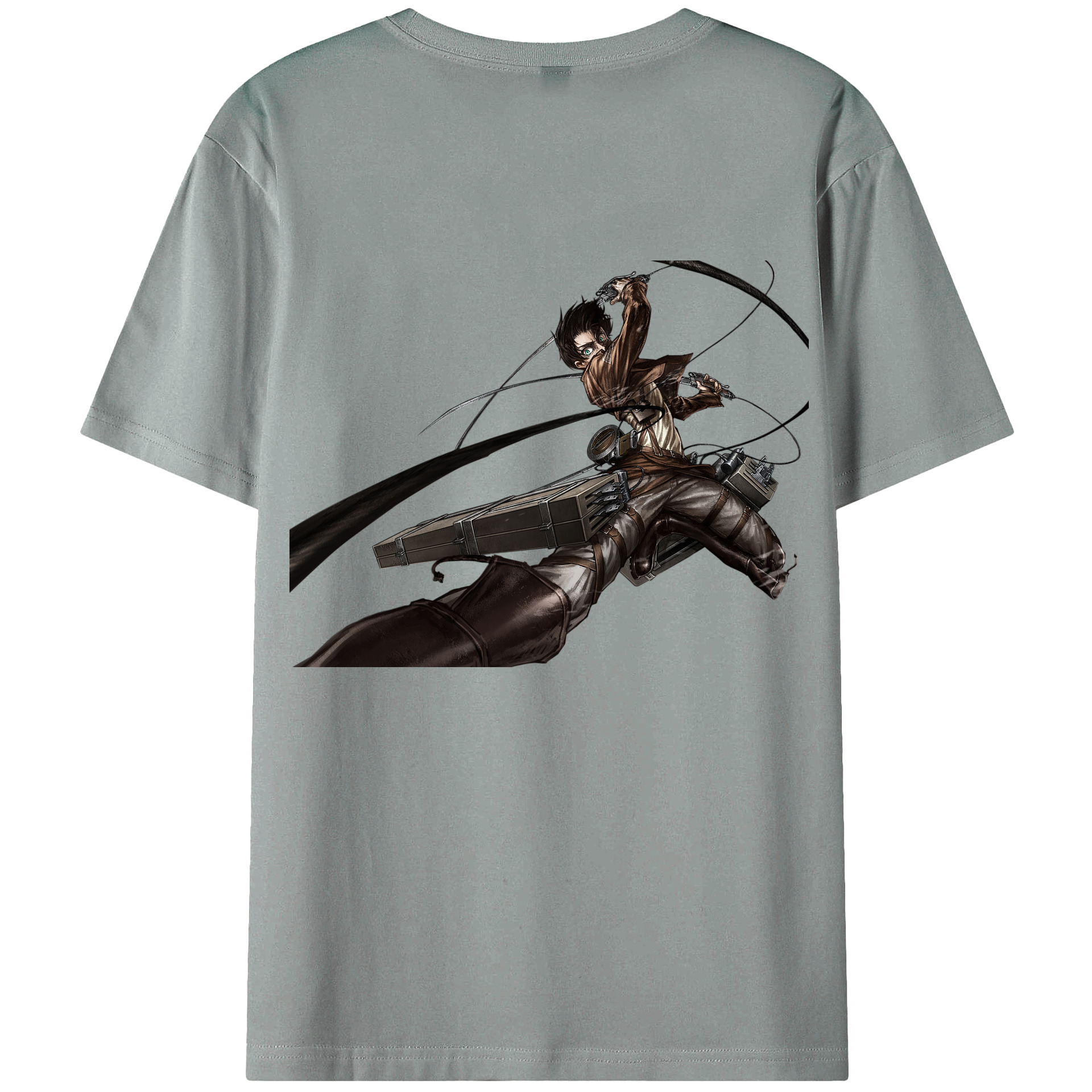 （画像用） 進撃の巨人 エレン･イェーガー Attack on Titan Eren Jäger 綿100％ メンズ半袖Tシャツ（バックプリント） 通気性